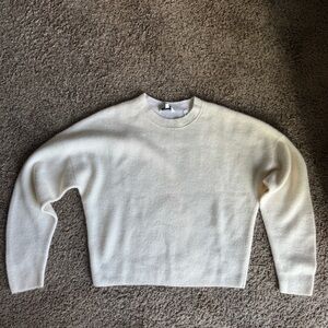 Vince Wool Alpaca Blend Crewneck Pullover Sweater Cream Off-White